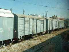 
Goods wagons waiting for some traffic at Pyrgos, Greece, September 2009